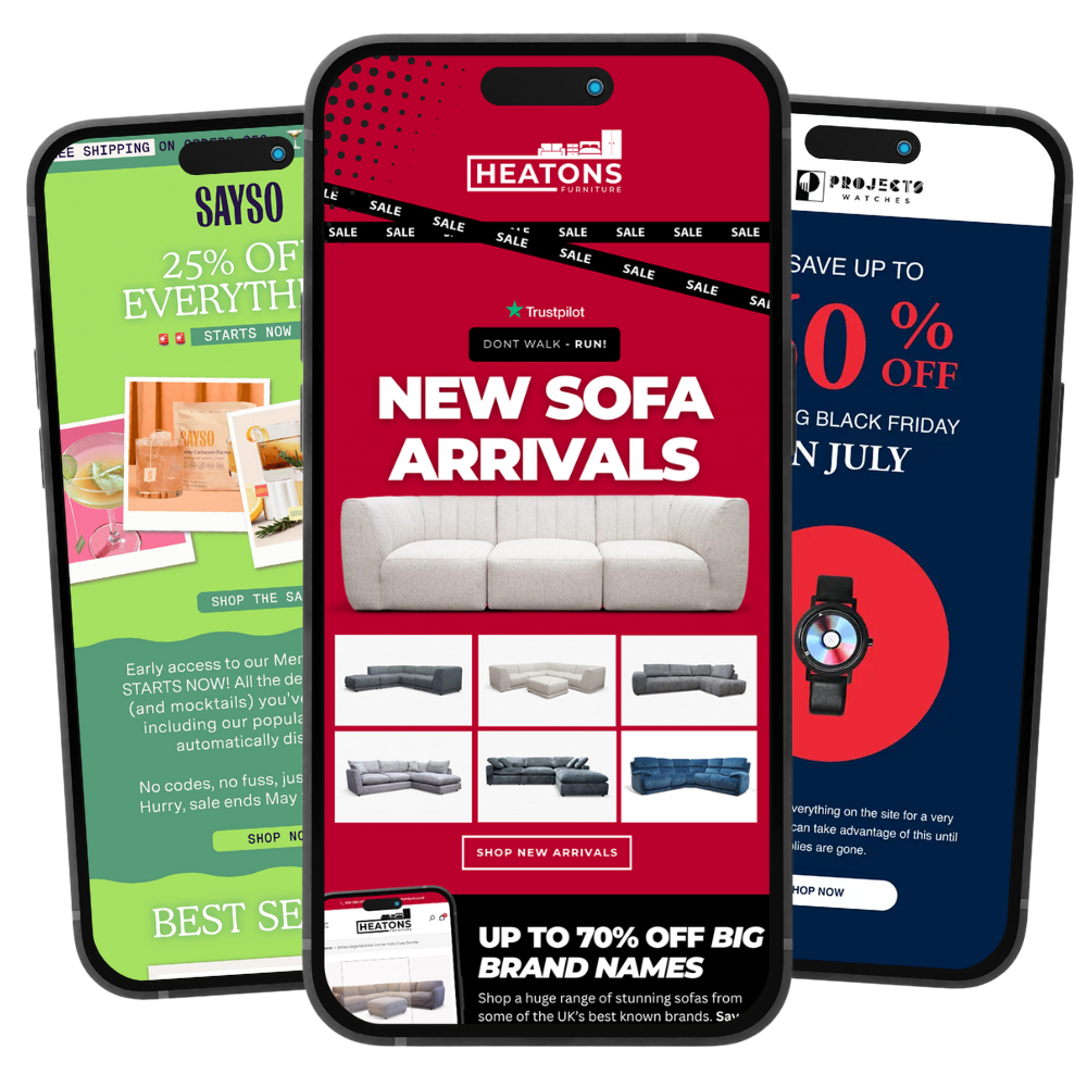 email marketing campaigns displayed on iphones